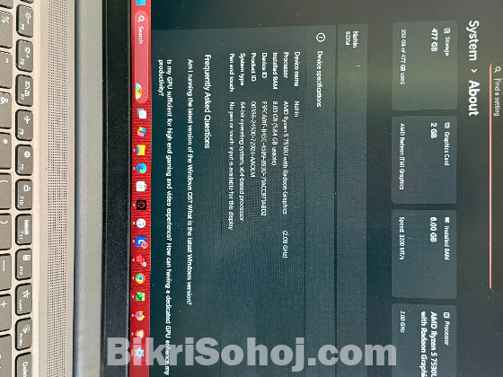 Lenevo Slim 3 AMD Ryzen 5 7530U